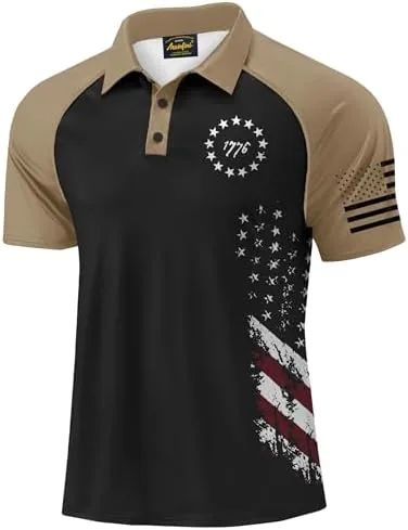 men usa flag graphic polo golf shirt july 4th poloshirt dry fit shirt m